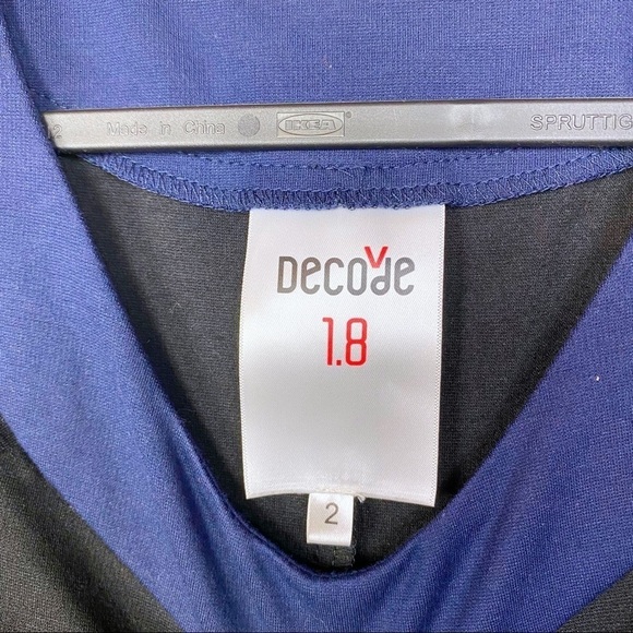 Decode 1.8 Drop Waist off shoulder Pleated Dress Size 2 In Black/Blue - Picture 2 of 8